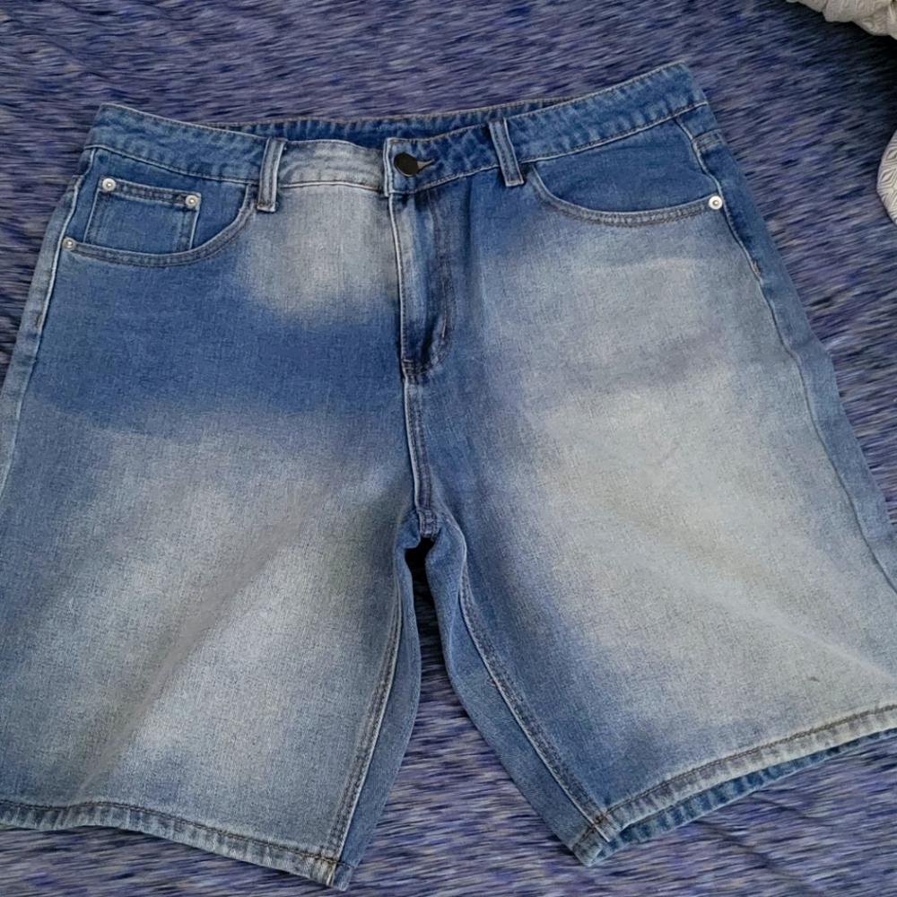 Mens Shein Denim Bermuda Shorts Blue Wash 36/10" Inseam